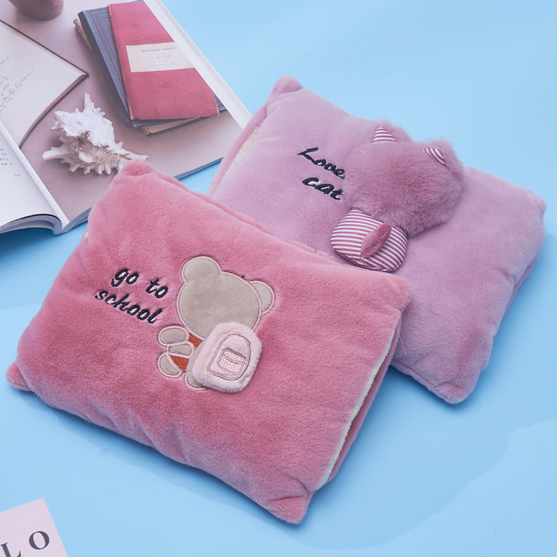 Cute cartoon fleece cover electric hand warmer bag 